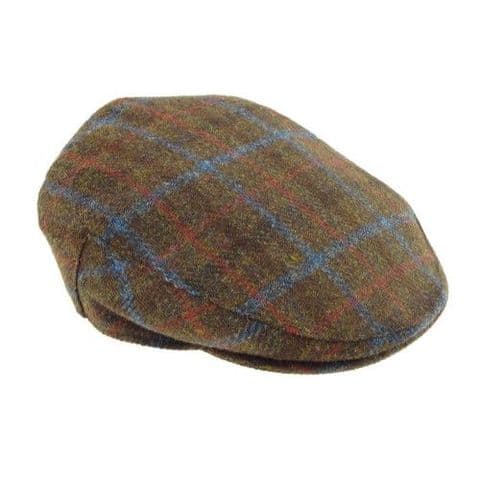 Men's Authentic Harris Tweed Flat Cap in Brown Check ( One Size ) GH0353-BRNCHK