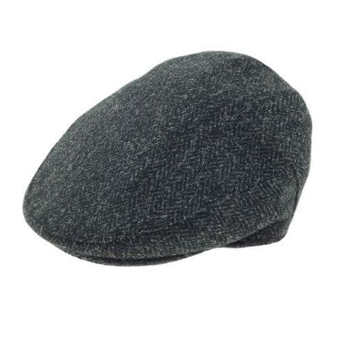 Men's Authentic Harris Tweed Flat Cap in Charcoal Herringbone GH0495-CHARC