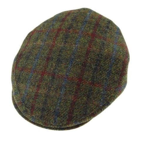 Men's Authentic Harris Tweed Flat Cap in Green Check GH0495-GRNCHK