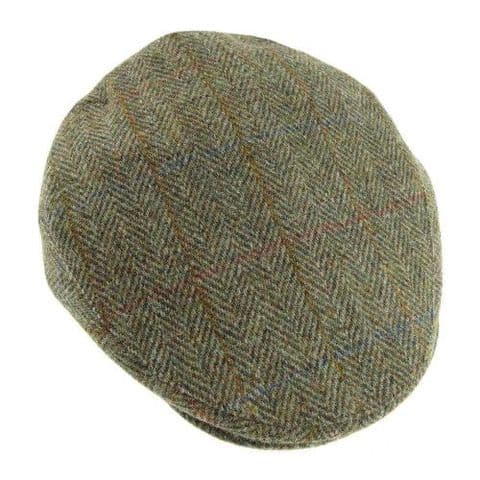 Men's Authentic Harris Tweed Flat Cap in Green Herringbone ( One Size ) GH0353-GRNHB