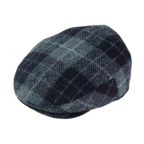 Men's Authentic Harris Tweed Flat Cap in Grey / Black Tartan - Gents Gift - GH0795-COL95
