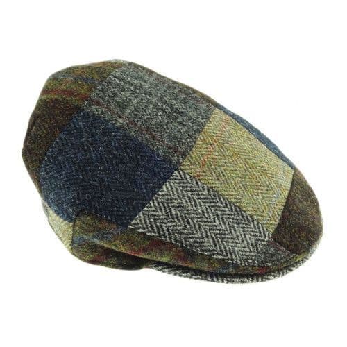 Men s Authentic Harris Tweed Patchwork Flat Cap in Assorted Tweeds GH0540