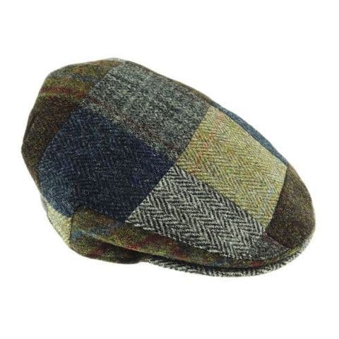 Men's Authentic Harris Tweed Patchwork Flat Cap in Assorted Tweeds GH0540