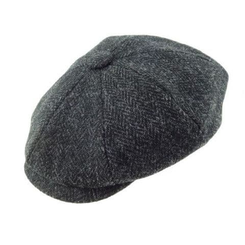 Men's Authentic Harris Tweed Shelby Cap in Charcoal Herringbone GH0460-CHARC