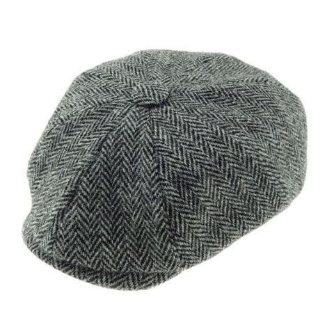 Men's Authentic Harris Tweed Shelby Cap in Grey Herringbone GH0460-GRYHB
