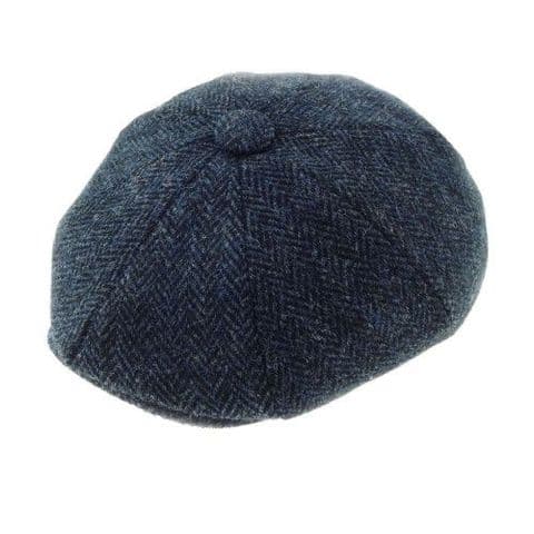 Men's Authentic Harris Tweed Shelby Cap in Navy Herringbone GH0460-NAVY