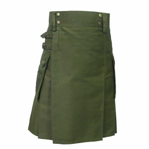 Men's Oliven Heavy Cotton Utility Kilt (Length: 24 Inch)