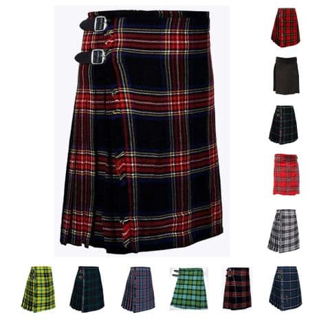 Men's Premium Scottish Stag Party Kilt - 5 Yard - 16oz - Black Stewart Tartan - Waist UK30-46