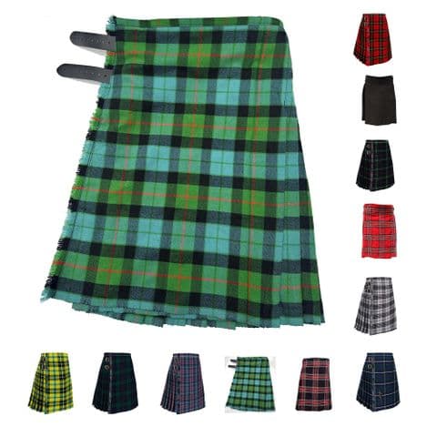 Men's Premium Scottish Stag Party Kilt - 5 Yard - 16oz - Gunn Ancient Tartan - Waist UK30-46