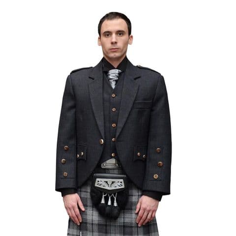 MEN'S SCOTTISH ARACA JACKET WITH VEST GREY KILT JACKET