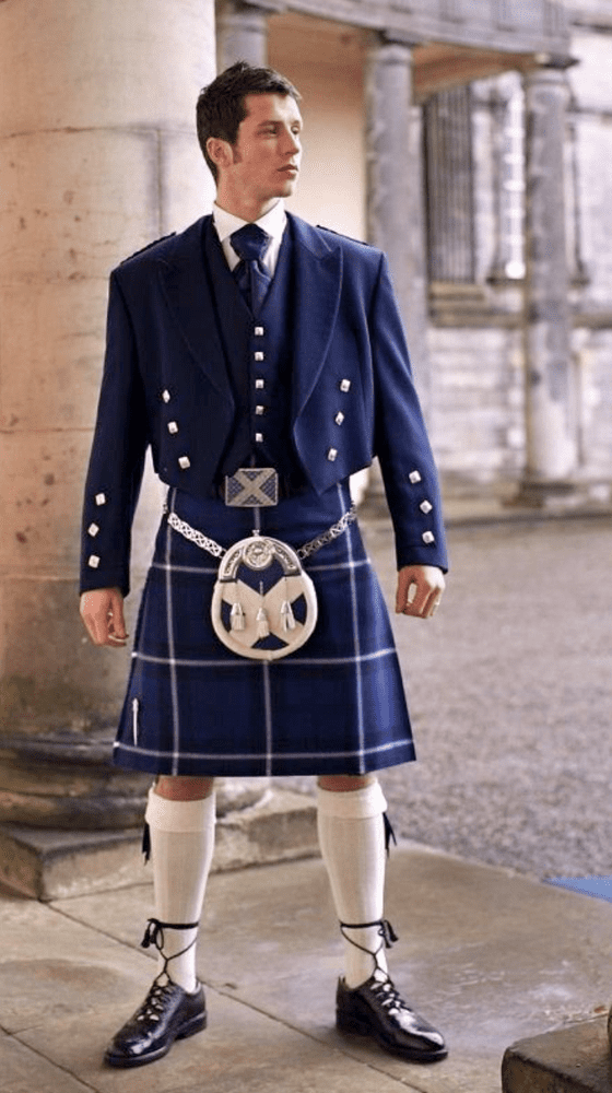 Men s Scottish Saltire Cross Design 100 Wool Yard Kilt Made in