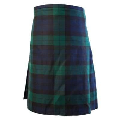 Mens 8 Yard Deluxe Tartan Kilt | Black Watch | Poly-Viscose | Adjustable leather Straps