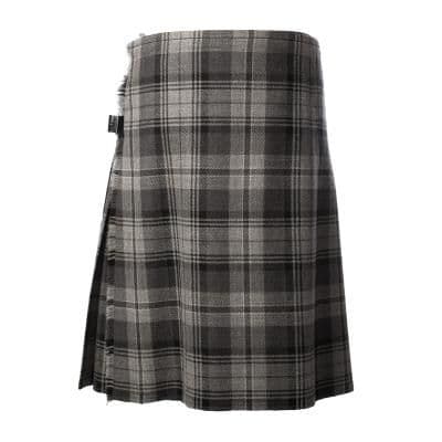 Mens 8 Yard Deluxe Tartan Kilt | Hamilton Grey | Poly-Viscose | Adjustable leather Straps