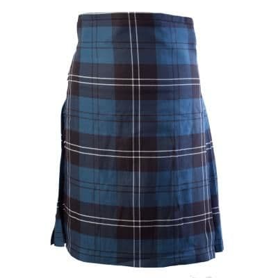 Mens 8 Yard Deluxe Tartan Kilt | Ramsay Blue | Poly-Viscose | Adjustable leather Straps
