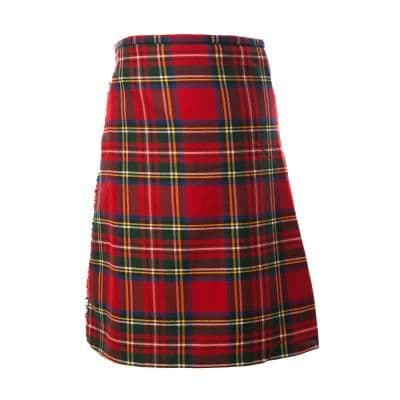 Mens 8 Yard Deluxe Tartan Kilt | Stewart Royal | Poly-Viscose | Adjustable leather Straps
