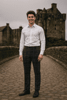 Mens Grey granite Tartan Trousers - Regular fit - Expandable Waist - checkered - Scottish Plaid Gift