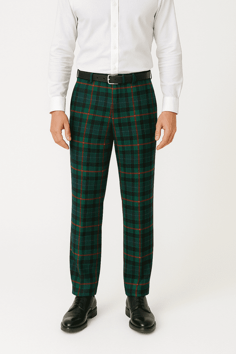 Mens Gunn Tartan Trousers - Regular fit - Expandable Waist - checkered - Scottish Plaid - Gents Gift