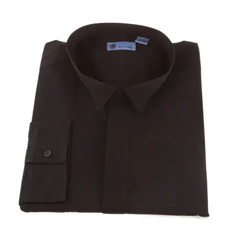 MENS SCOTTISH TRADITIONAL WING COLLAR SHIRT BLACK