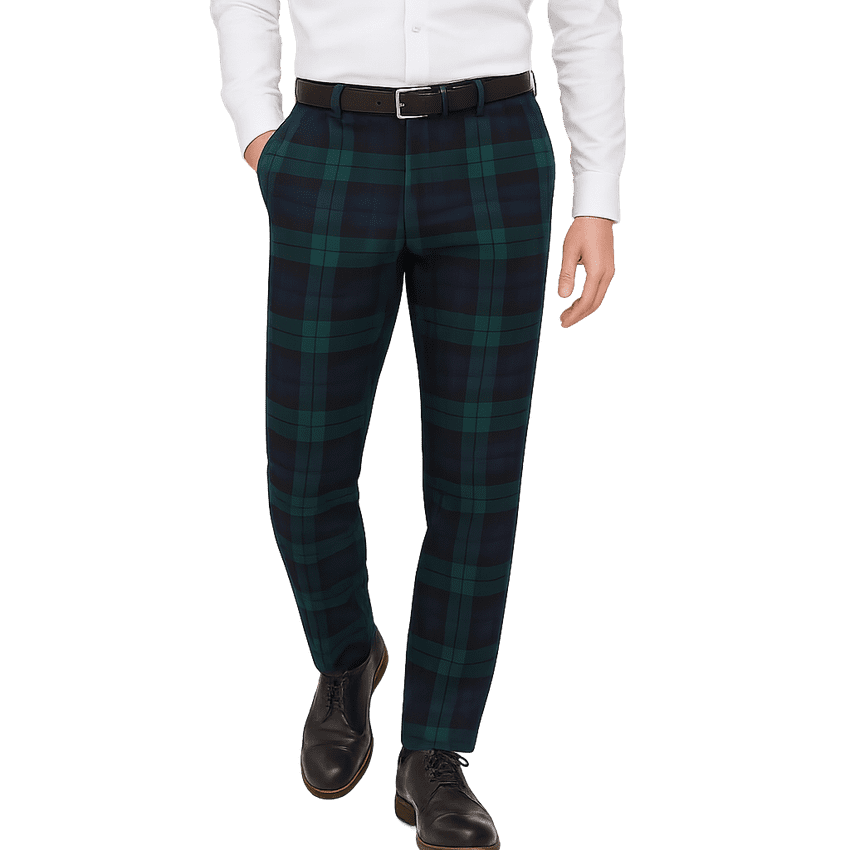 Mens Tailored fit trousers - Scottish Blackwatch Tartan - Chinos Golf Trouser - wedding Gift