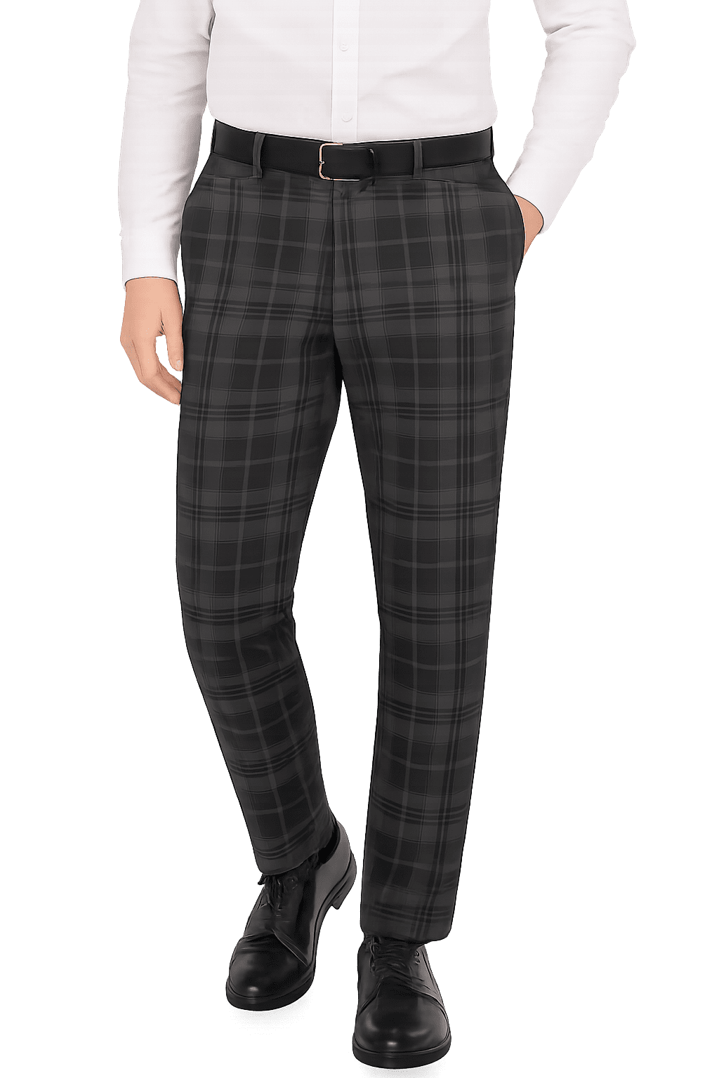 Mens Tailored fit trousers Scottish Grey Granite Tartan Chinos