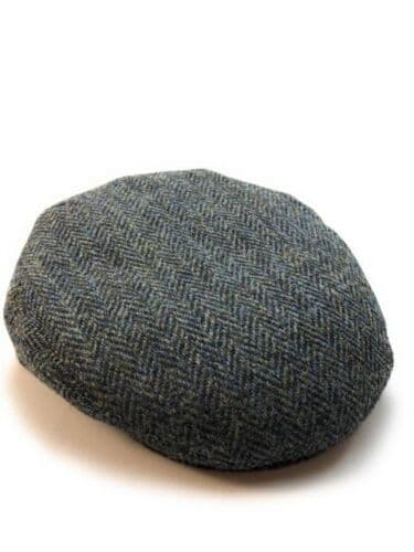 Mens Wool Blend Charcoal Herringbone Flat Cap New 4310