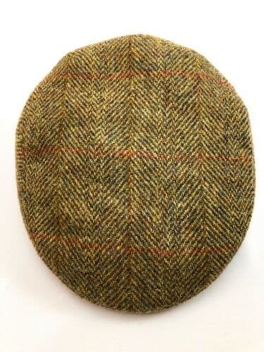 Mens Wool Blend Green Check Herringbone Flat Cap New 4311