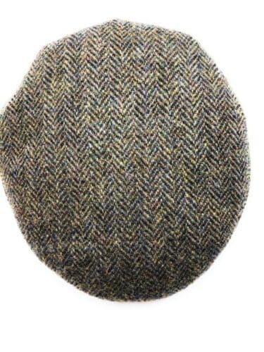 Mens Wool Blend Harris Tweed Brown Herringbone Flat Cap New 4207