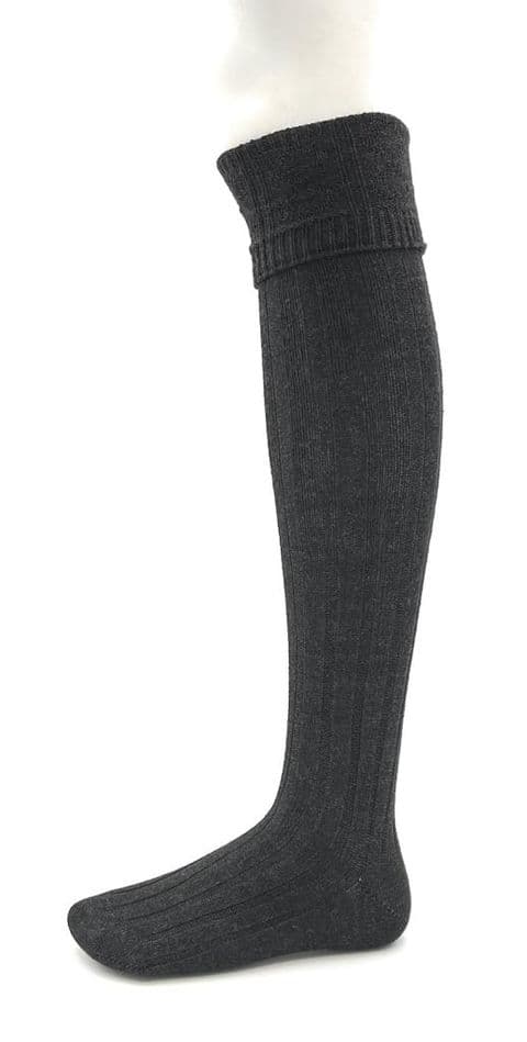 Mens Wool Kilt Hose Socks Made in Scotland Knee high traditional Scottish Wedding Gift, Charcoal