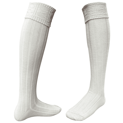 Mens Wool Kilt Hose Socks Made in Scotland Knee high traditional Scottish Wedding Gift, Ecru Colour