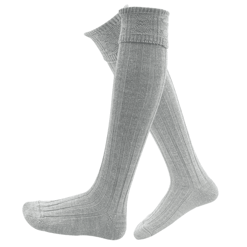 Mens Wool Kilt Hose Socks Made in Scotland Knee high traditional Scottish Wedding Gift, Grey Colour