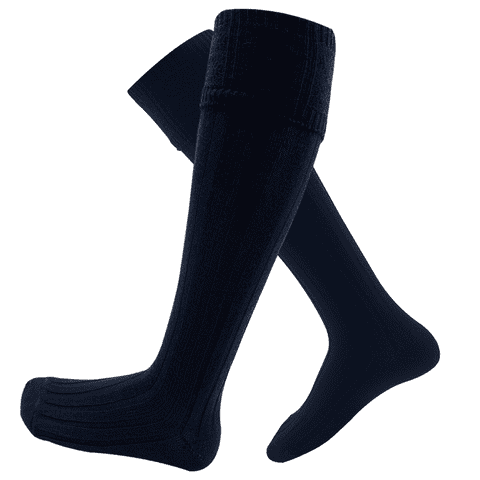 Mens Wool Kilt Hose Socks Made in Scotland Knee high traditional Scottish Wedding Gift, Navy Colour