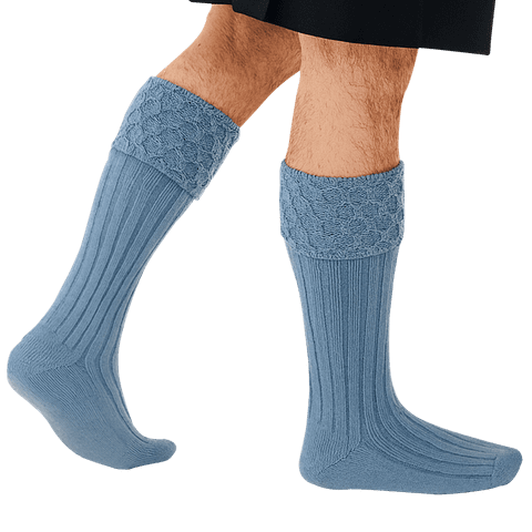 Merino Wool Premium Kilt Hose for Men - Made in Scotland - Celtic Cable Design Knee High Socks