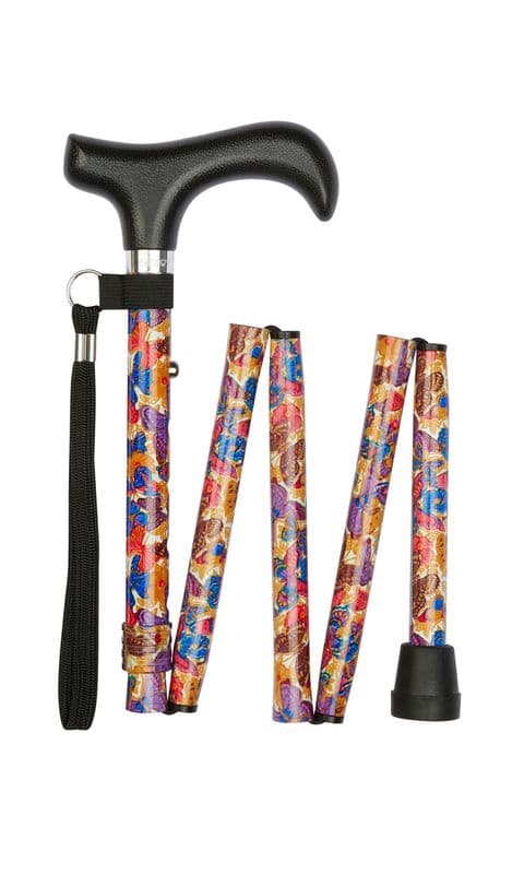 Mini Pattern Folding Stick - Lightweight, Adjustable, Folds into 5 Sections, 32"-36", 100kg Limit