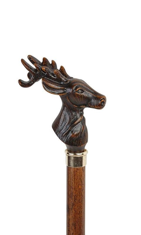 Moulded Top Walking Stick Handcrafted Designs with Wooden Shaft & Resin Head, 36" (91cm)