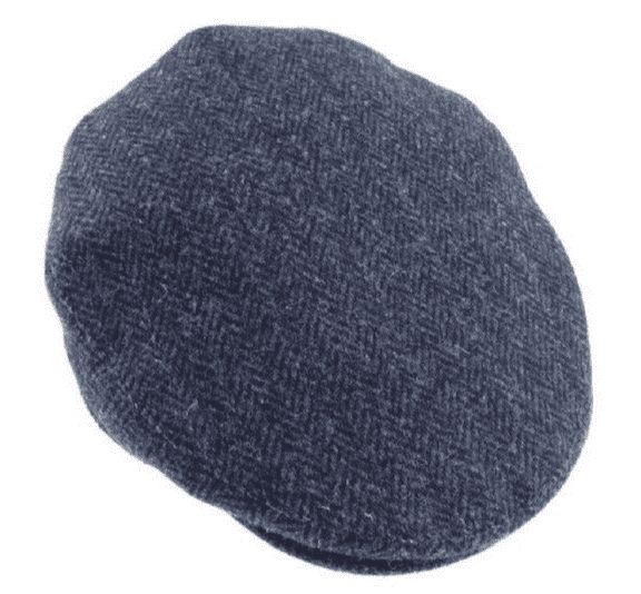 Navy 100 Harris Tweed Mens One Size Elasticated Flat Cap