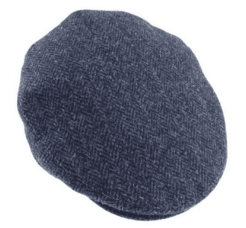 Navy 100% Harris Tweed Mens One Size Elasticated Flat Cap