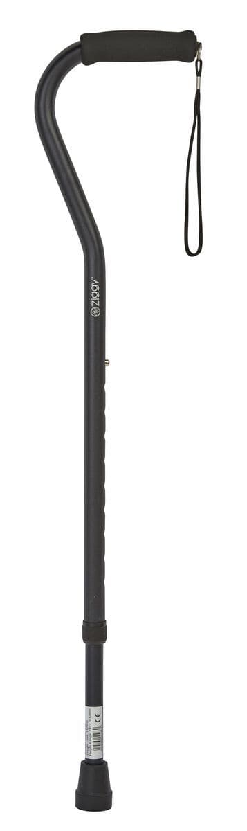 Offset Cane - Lightweight, Strong, Foam Grip, Adjustable Height 31 to 40, Black & Matt Bronze