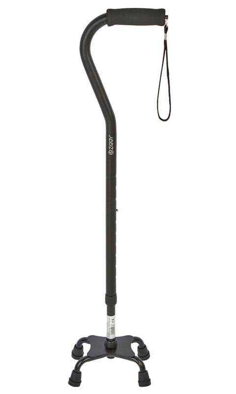 Offset Quad Cane - Lightweight, Self-Standing, Adjustable Height, Foam Grip, 120kg Weight Limit