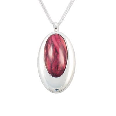 Oval Silver Plated Heathergem Pendant – Handcrafted in Scotland, Unique Design, Gift Boxed