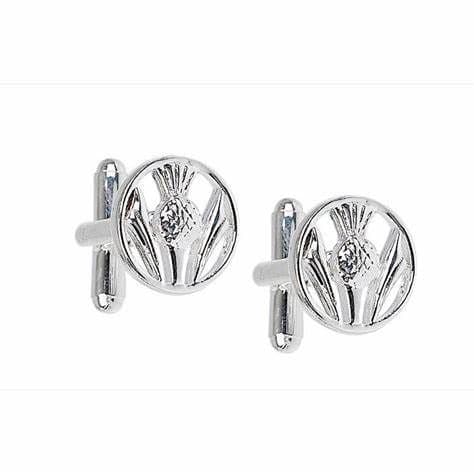 Pierced Thistle Silver Plated Cufflinks KCL42P