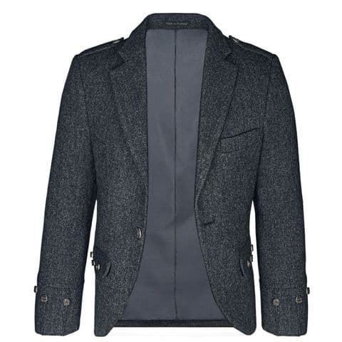 Porters Grey Shetland Tweed Argyll Kilt Jacket - 100% Wool, Made to Order, 8-Week Lead Time