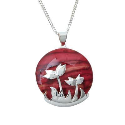 Primula Scotica Silver Plated Heathergem Pendant – Handcrafted in Scotland, Gift Boxed