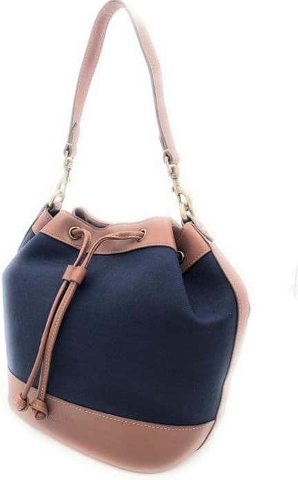 Pure Lather Bucket Handbag -Made in Scotland - Large Women Shoulder Bags - Tote Bag for Work (Navy)