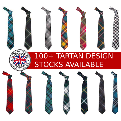 Pure Wool Ties for Men - Made in Scotland, Checkered Scottish Tartan Tie, Wedding & Christmas Gift