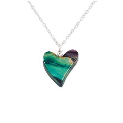 Quirky Heart Heather Sterling Silver Pendant – Handmade Heathergem, Gift Boxed
