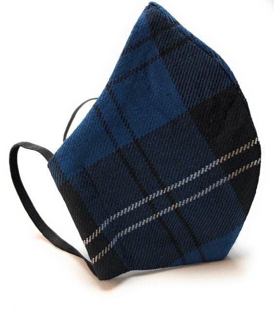 Ramsay Blue Tartan Quality Face Mask Handmade in Scotland Wool New