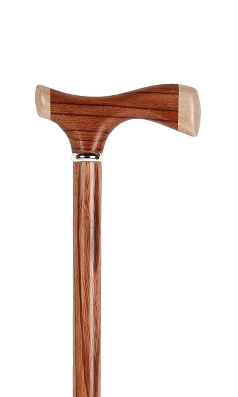 Rosewood Crutch Handle Walking Stick Elegant Wooden Shaft with Rubber Ferrule, 91cm (36")