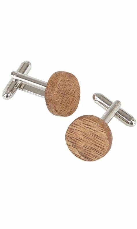 Round Cufflinks - Amazaque Wood KCL60