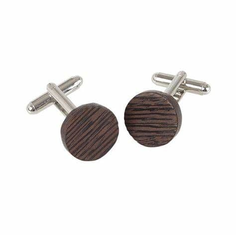 Round Cufflinks - Wenge Wood KCL61