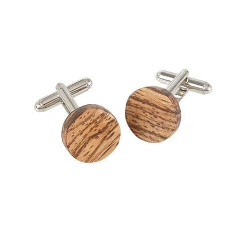 Round Cufflinks - Zebrano Wood KCL62